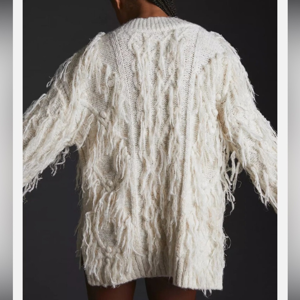 Anthropologie Cream V-Neck Sweater - Picture 3 of 14